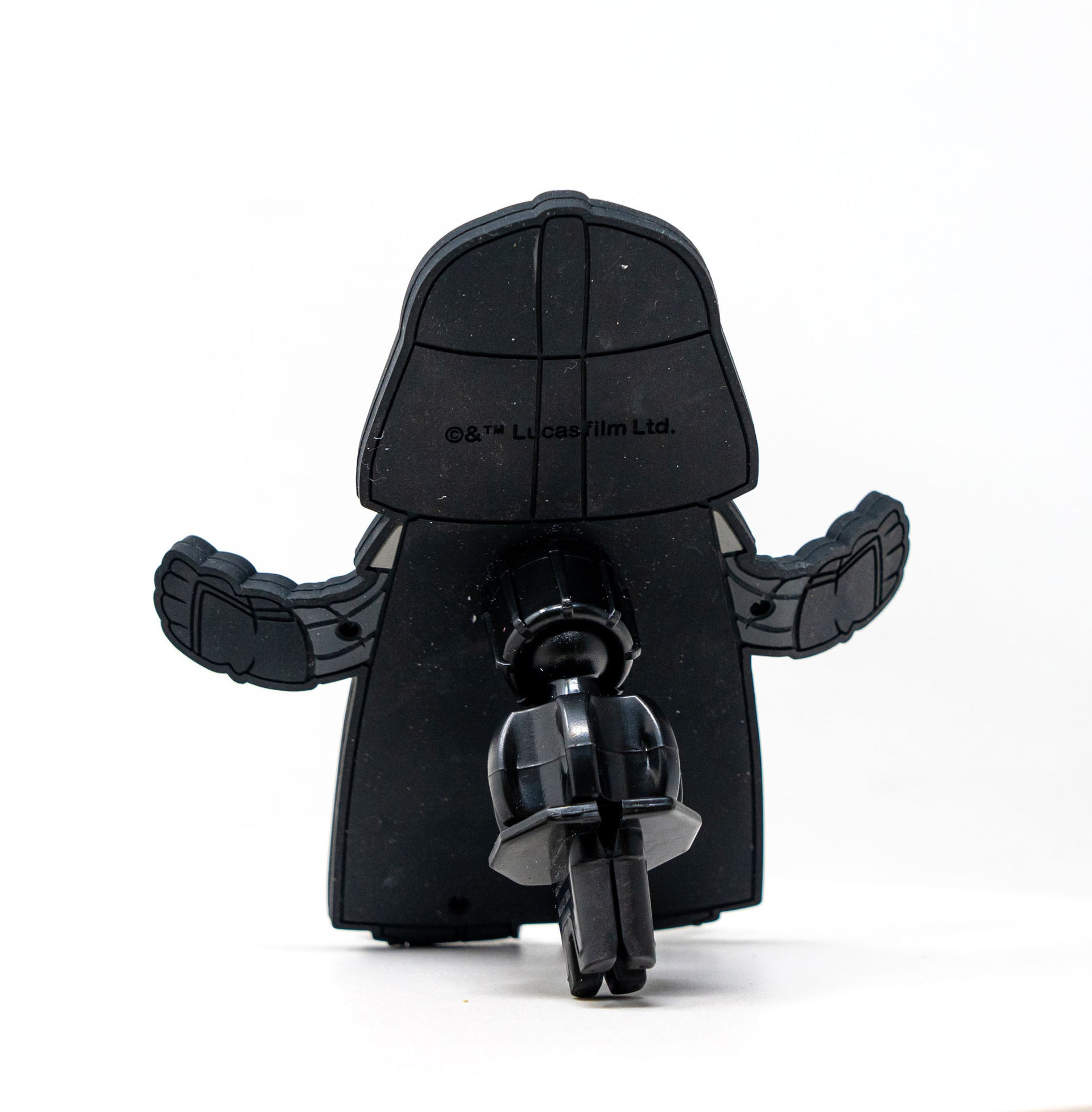 Image of Star Wars Darth Vader Hug Buddy resting on its vent clip rear view on a white background
