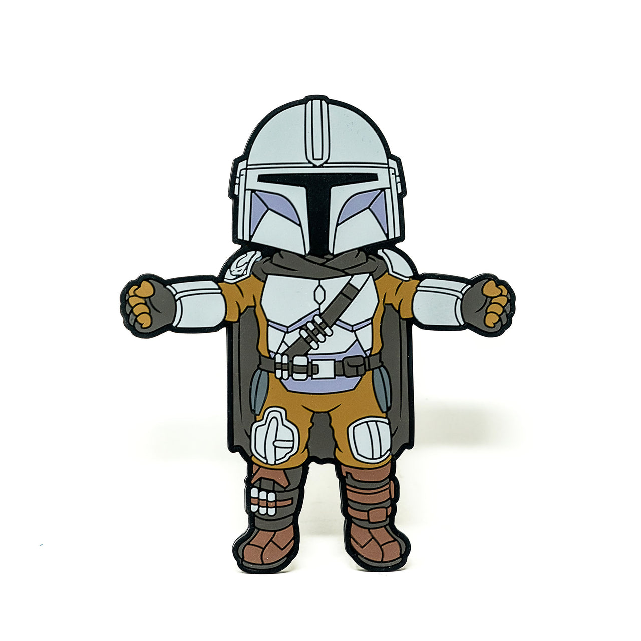 Image of Star Wars The Mandalorian Hug Buddy on a white background, with arms and legs spread open