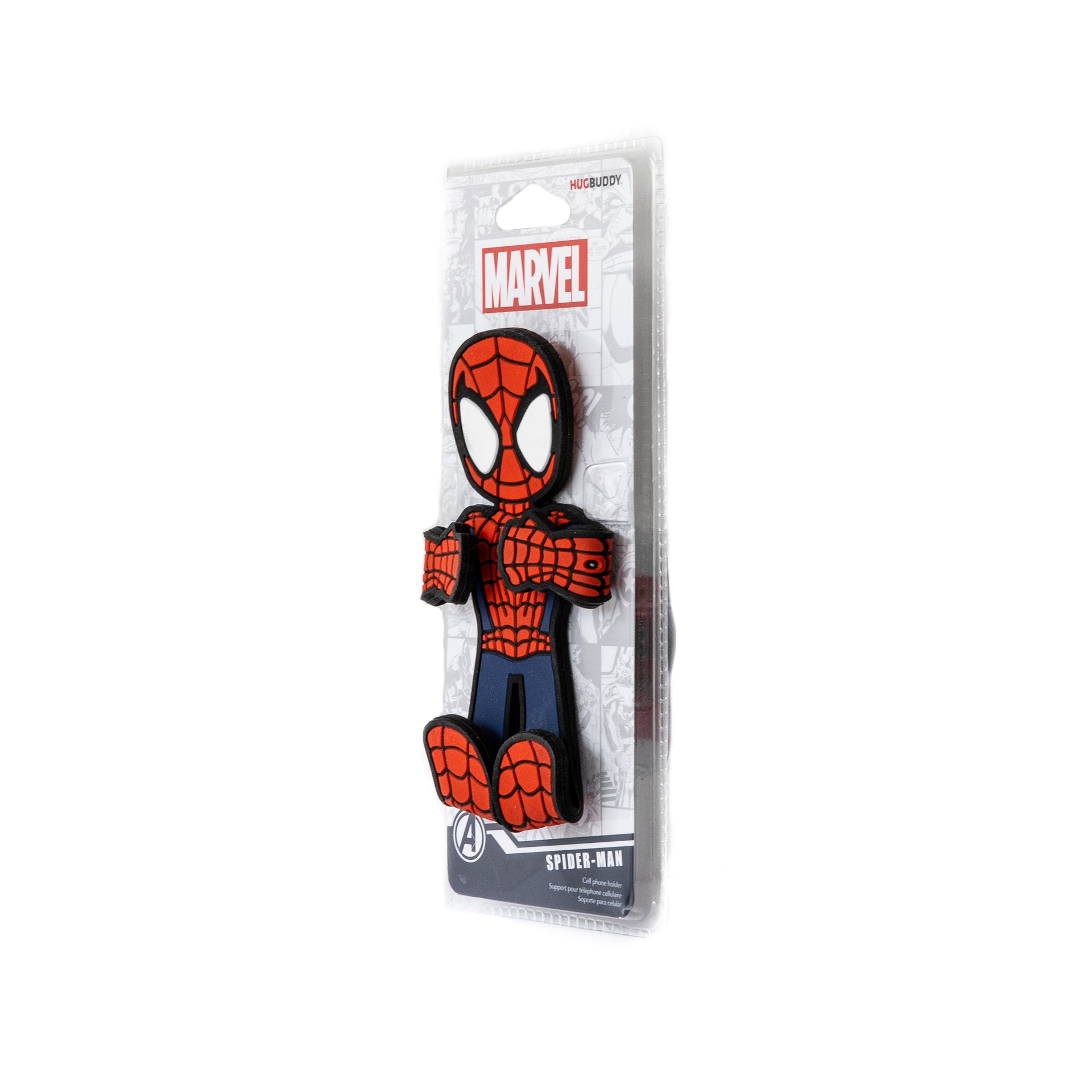 Image of Marvel Comics Spider-Man Hug Buddy packaging 45 degree angle side view