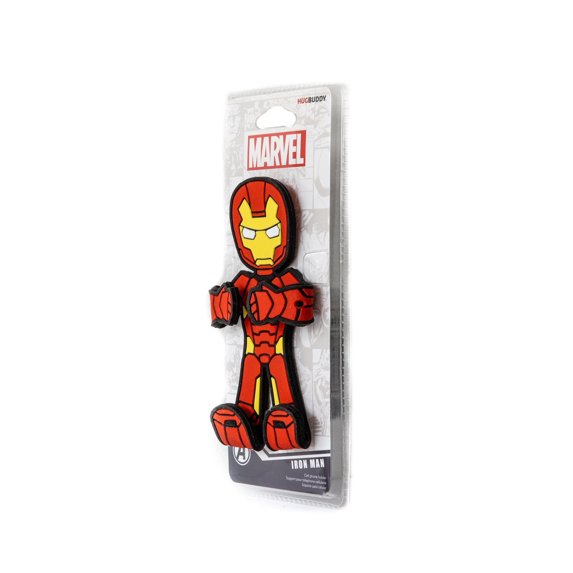 Image of Marvel Comics Iron Man Hug Buddy packaging 45 degree side view