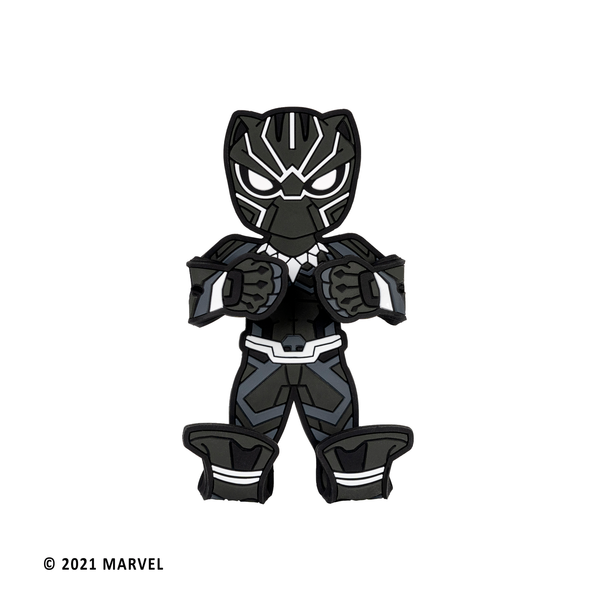 Image of Marvel Black Panther Hug Buddy on a white background with arms and legs folded