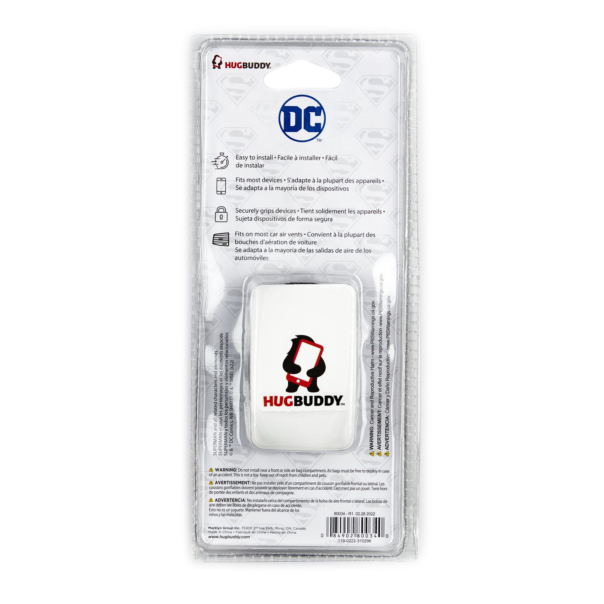 Image of DC Comics Superman Hug Buddy packaging back view