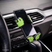 Image of Marvel Comics Hulk Hug Buddy holding a cell-phone while attached to a car air vent