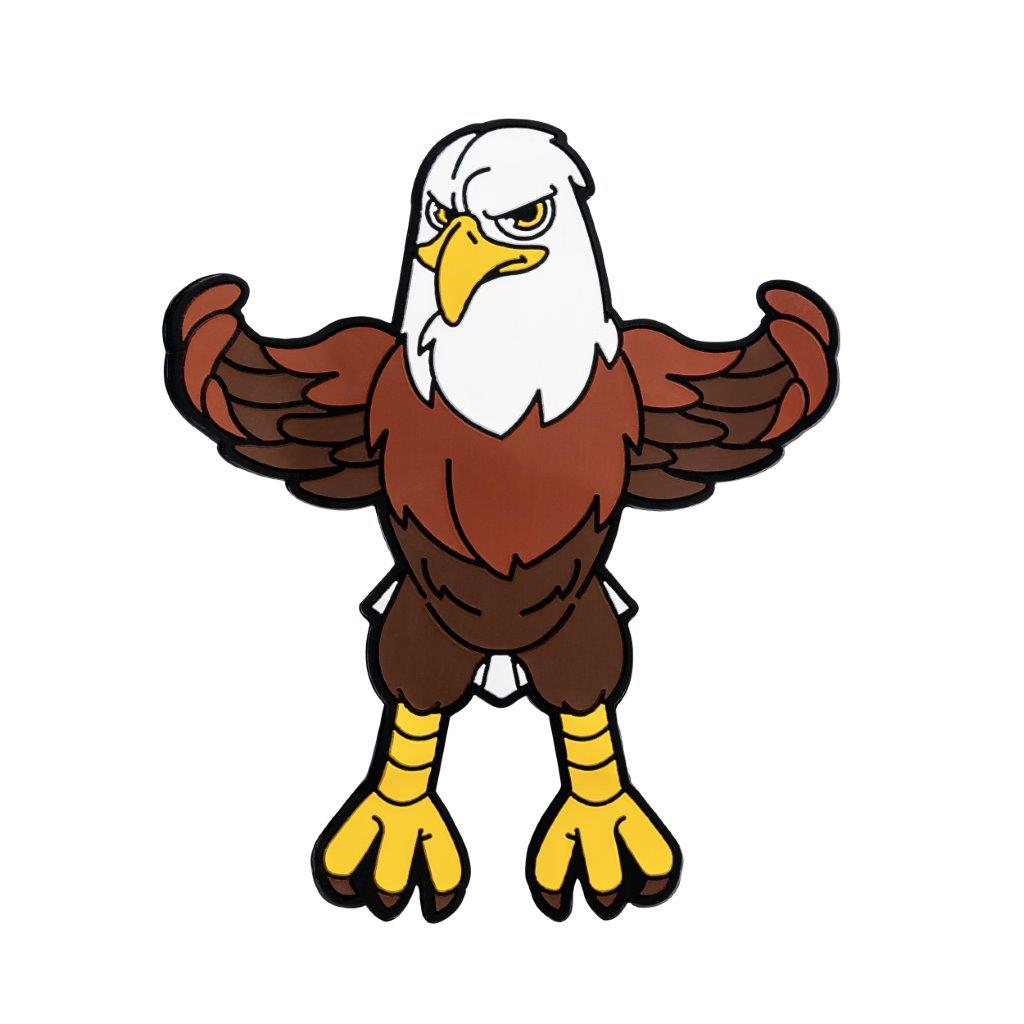 Image of Stripes the Eagle Hug Buddy on a white background with arms and legs spread in the open position