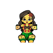 Image of Hula Girl Hug Buddy on a white background with arms and legs folded inward, ready to grasp a cell-phone or other smart device