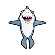 Image of Jaws the Shark Hug Buddy on a white background with arms and legs spread in the open position