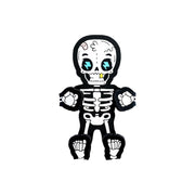 Image of Bones the Skeleton Hug Buddy on a white background with arms and legs folded inward, ready to hold onto your phone or GPS!