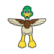 Image of Crumbs the duck Hug Buddy on a white background with all arms and legs spread out