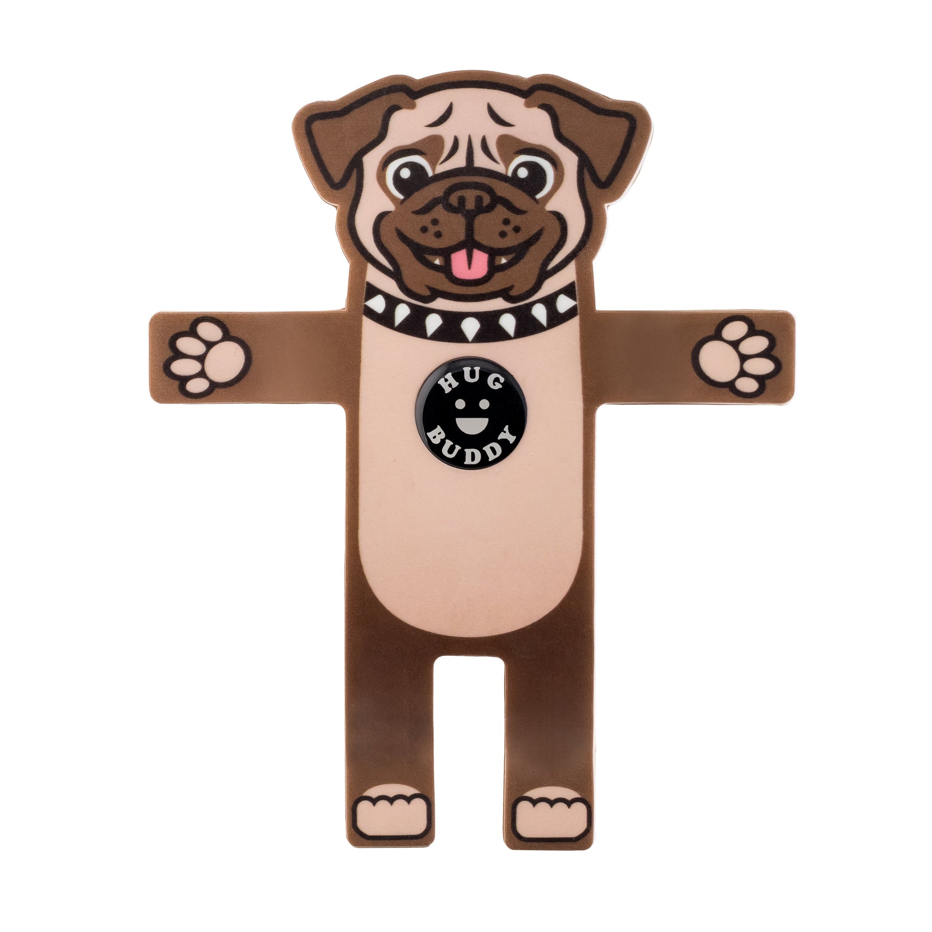 Image of Pug the dog Hug Buddy with arms and legs in the open position on a white background