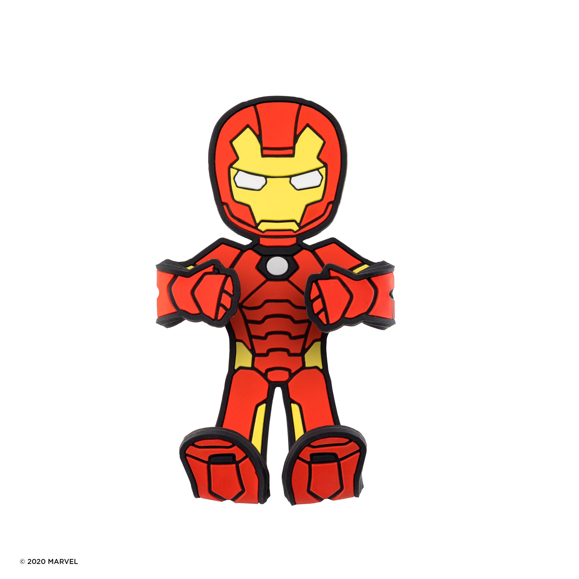 Image of Marvel Comics Iron Man Hug Buddy with arms and legs in the folded closed position ready to hold your phone, on a white background