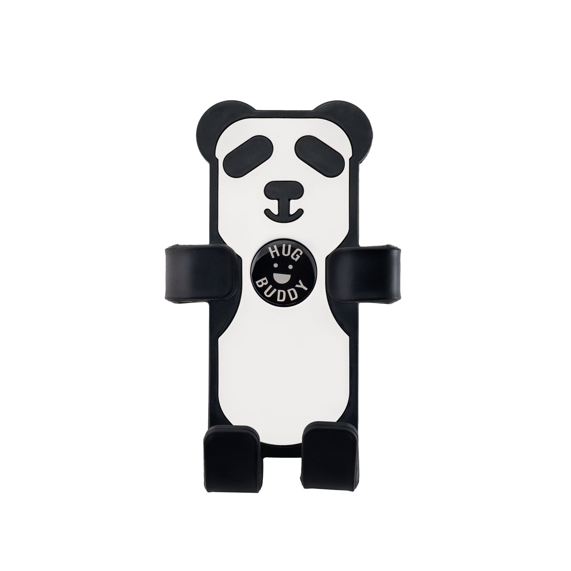 Image of Panda Hug Buddy on a white background with its arms and legs folded inward, ready to hold a phone or smart device.