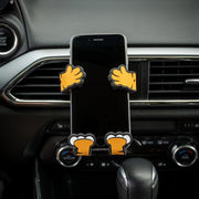 Image of NCAA LSU Tiger Hug Buddy attached to a car vehicle air vent holding a cell-phone